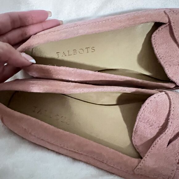 TALBOTS Suede Flat Penny Loafer Shoes Size 7.5 Pink Driving Business Preppy - Picture 7 of 8
